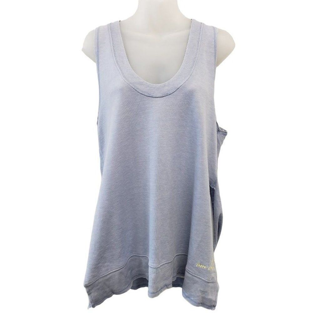 Free People Oversized Tank Top Women's XS Blue Wide-Armholes Relaxed-Fit NEW